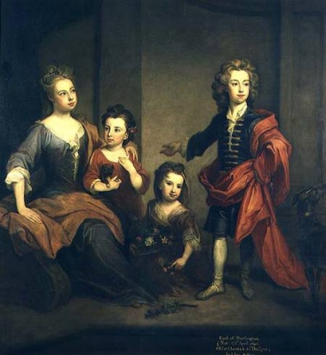 Lady Elizabeth, Juliana, Hester and Hon. Richard Boyle (l-r)
by Godfrey Kneller, 1700 2