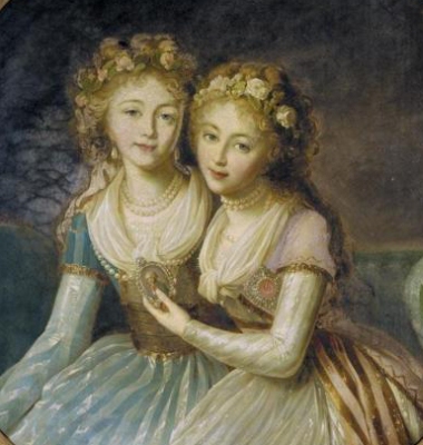 Elena Pavlovna and Aleksandra Pavlovna Romanov (l-r)
by Elisabeth Vignee Lebrun 2