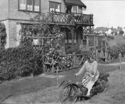 Hilda Albino
at Elsinore, 36 Coventry Gardens, Beltinge, Herne Bay, Kent on her 1922-3 Ner-a-Car 1