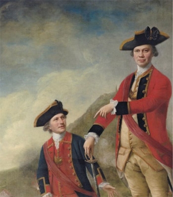 Captains William Tiffin and
Hon. Philip Sherard (l-r)
at the Battle of Brucke Muhle, 21 Sep 1762
by Nathaniel Hone 2